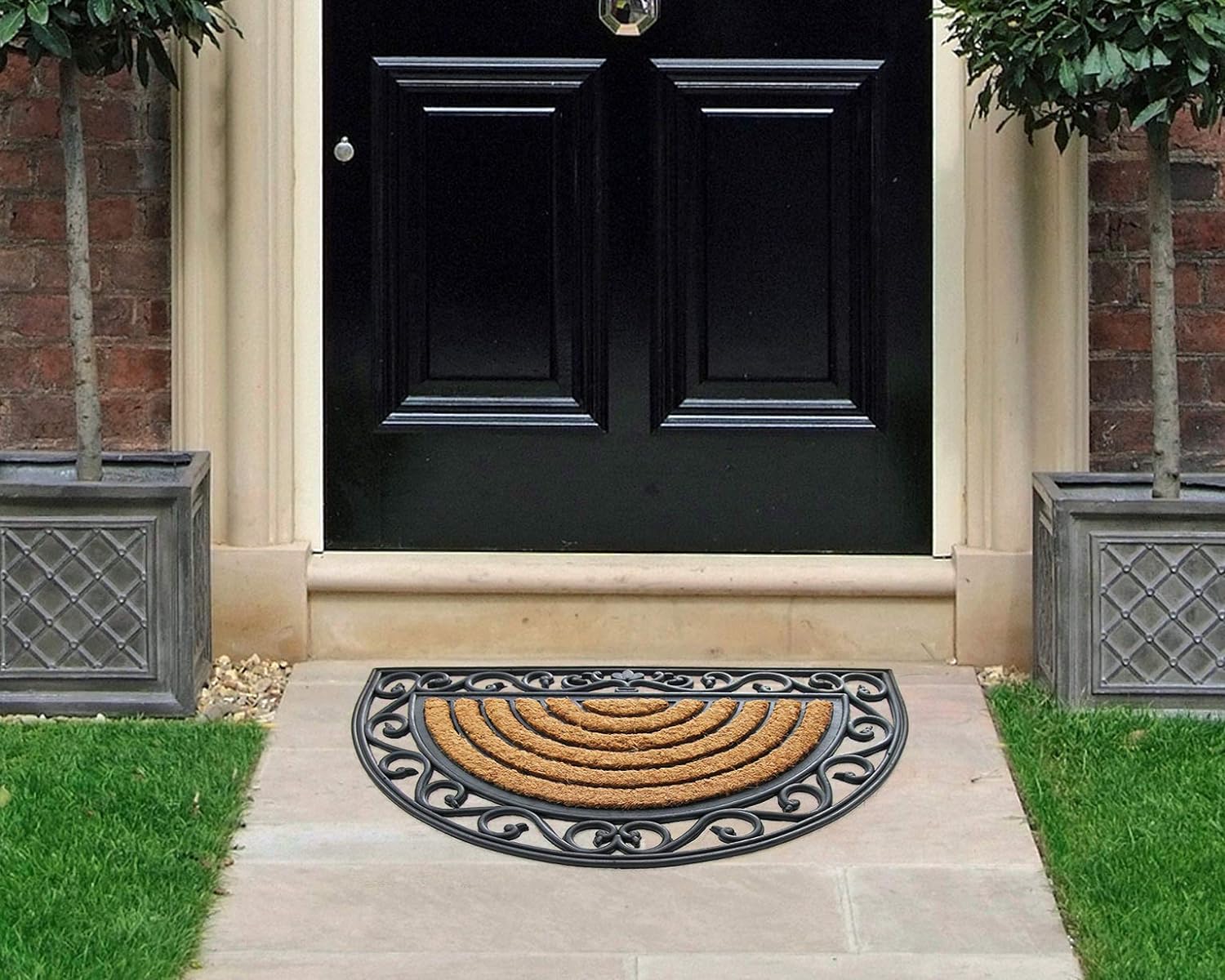 Coco&Coir Door Mat | Non-Slip | Thick Coir | Premium Quality | Rubber Backed | Eco-Friendly | Indoor | Outdoor | Heavy Duty | Entrance Door Mat | 45 x 75 cm (The Peasant Arc)