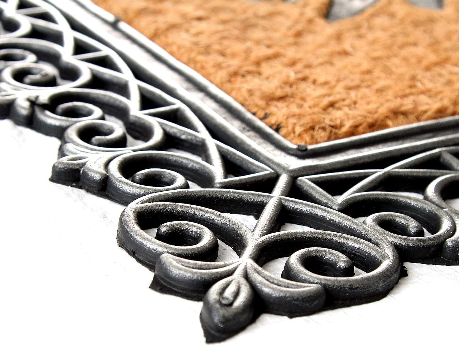 Coco&Coir Natural Coir | Non-Slip | Thick Coir | Premium Quality | Rubber Backed | Eco-Friendly | Indoor | Outdoor | Heavy Duty | Entrance Door Mat (Jasmin Welcome)