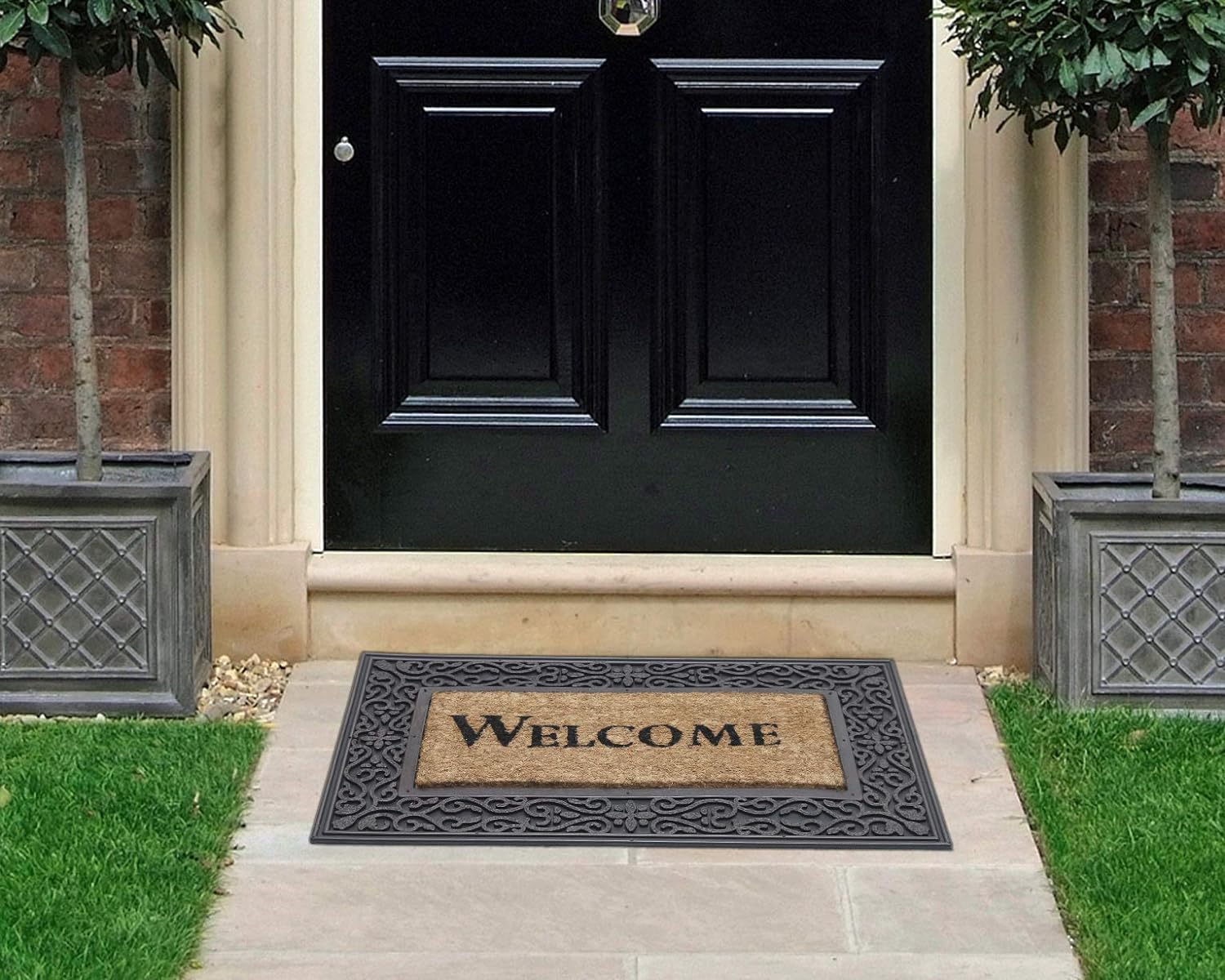 Coco&Coir Door Mat | Non-Slip | Thick Coir | Premium Quality | Rubber Backed | Eco-Friendly | Indoor | Outdoor | Heavy Duty | Entrance Door Mat (Redrust Welcome)