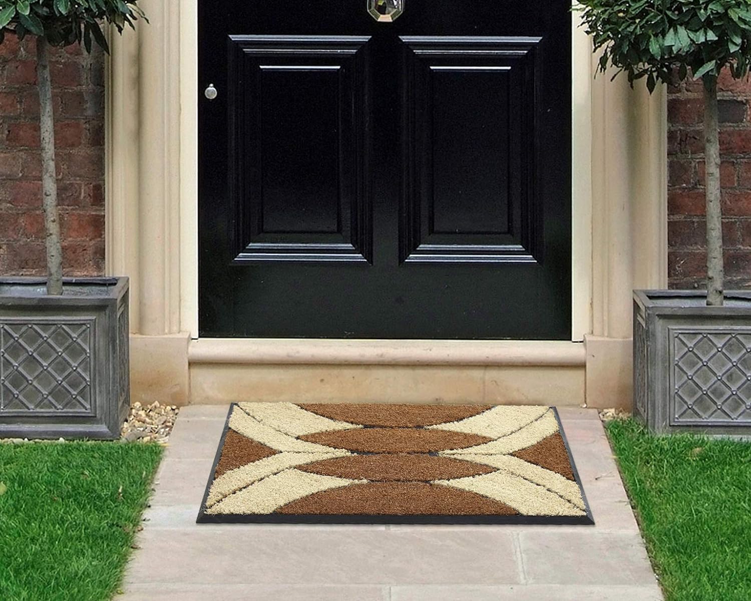 Coco&Coir Natural Coir | Non-Slip | Thick Coir | Premium Quality | Rubber Backed | Eco-Friendly | Indoor | Outdoor | Heavy Duty | Entrance Door Mat | 45 x 75 cm (Palm Cluster)