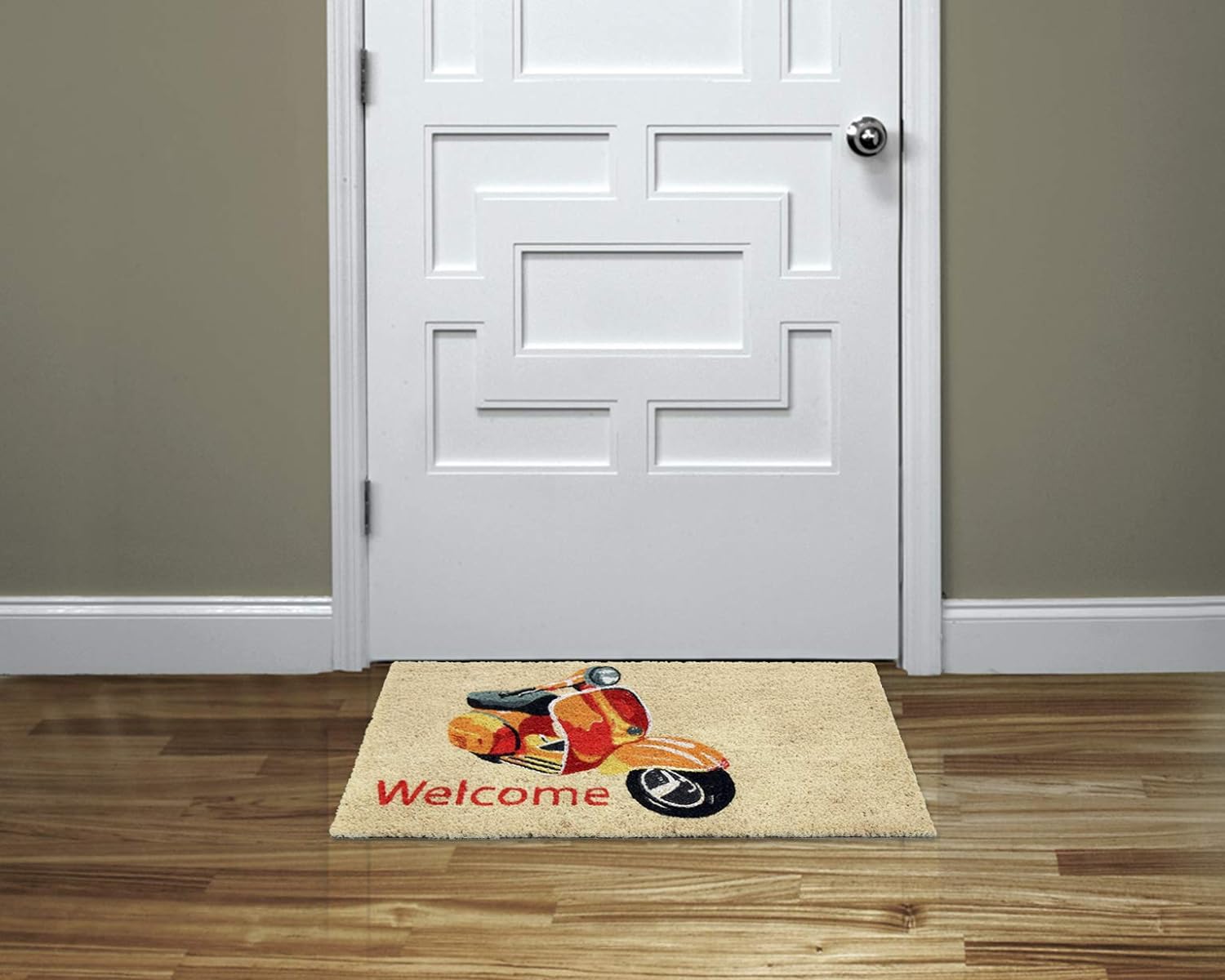 Coco & Coir Door Mats Indoor/Outdoor | Non Slip Colourful Lifestyle Entrance Mat (Scooter Ride)