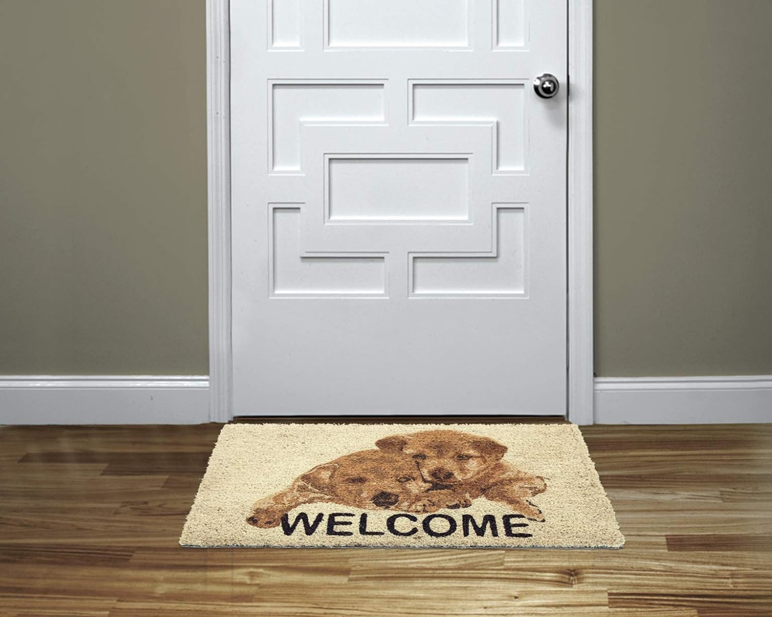 Coco&Coir Door Mat | Non-Slip | Thick Coir | Premium Quality | Rubber Backed | Eco-Friendly | Indoor | Outdoor | Heavy Duty | Pet series | Entrance Door Mat (Puppy Welcome)