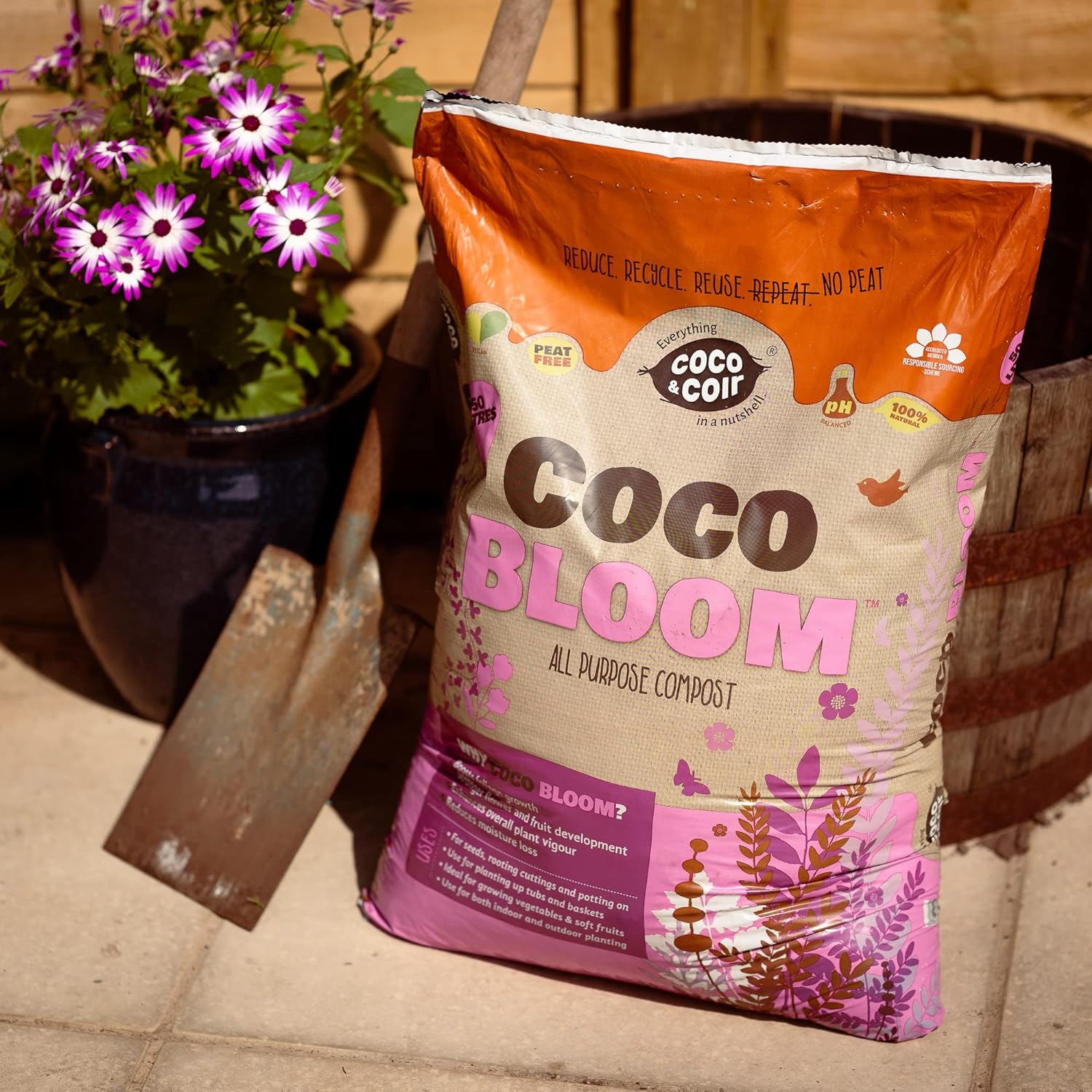 Peat-free Multi Purpose Coir Compost | Nutrient Rich All Purpose Potting Compost - Coco & Coir Coco Bloom (50L)