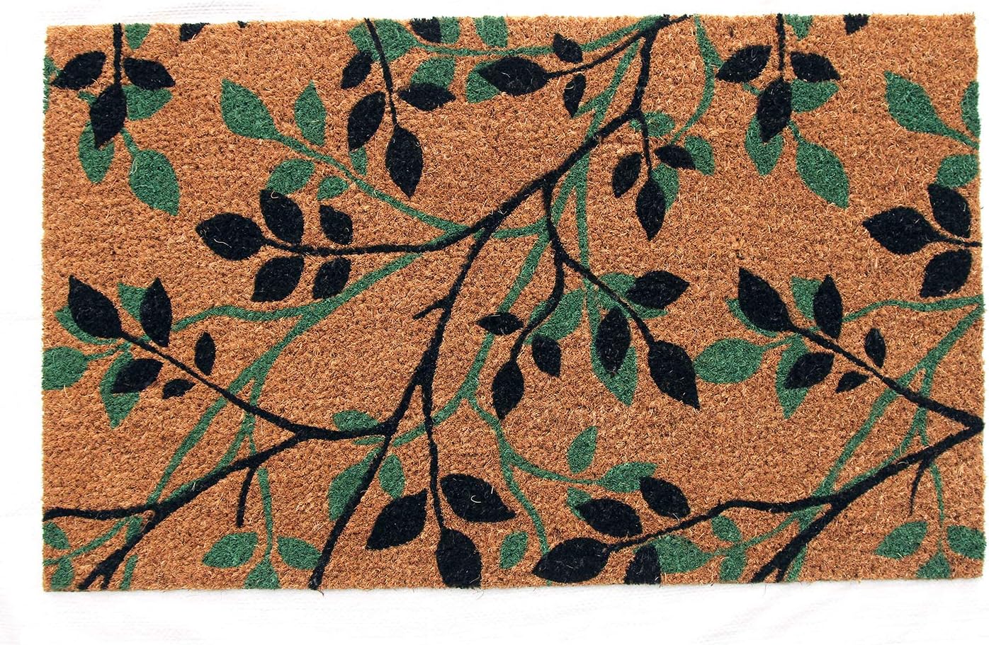 Coco & Coir Door Mat Indoor Outdoor. Natural Organic Coir. Heavy Duty, Non-Slip 1.5cm Thick. Stunning Gardening/Leaves Design Entrance Door Mat (Shadow Leaves)