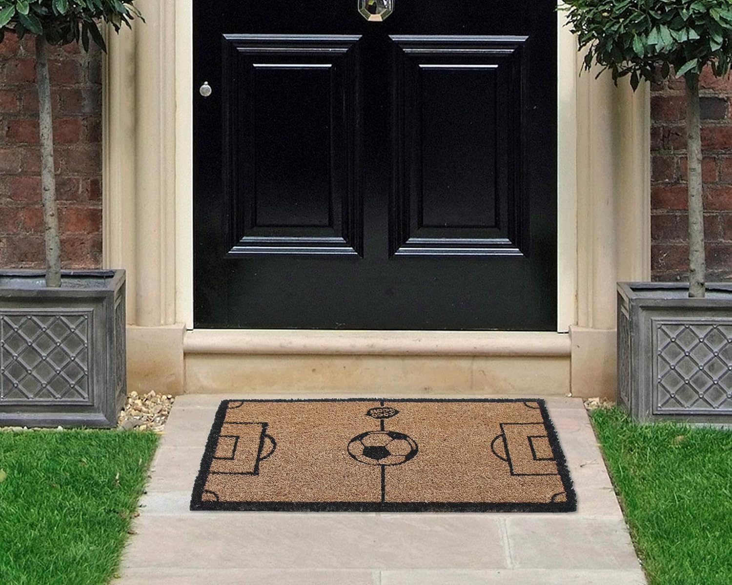 Coco&Coir Natural Coir | Non-Slip | Thick Coir | Premium Quality | Rubber Backed | Eco-Friendly | Indoor | Outdoor | Heavy Duty | Football Themed | Entrance Door Mat (The Game)