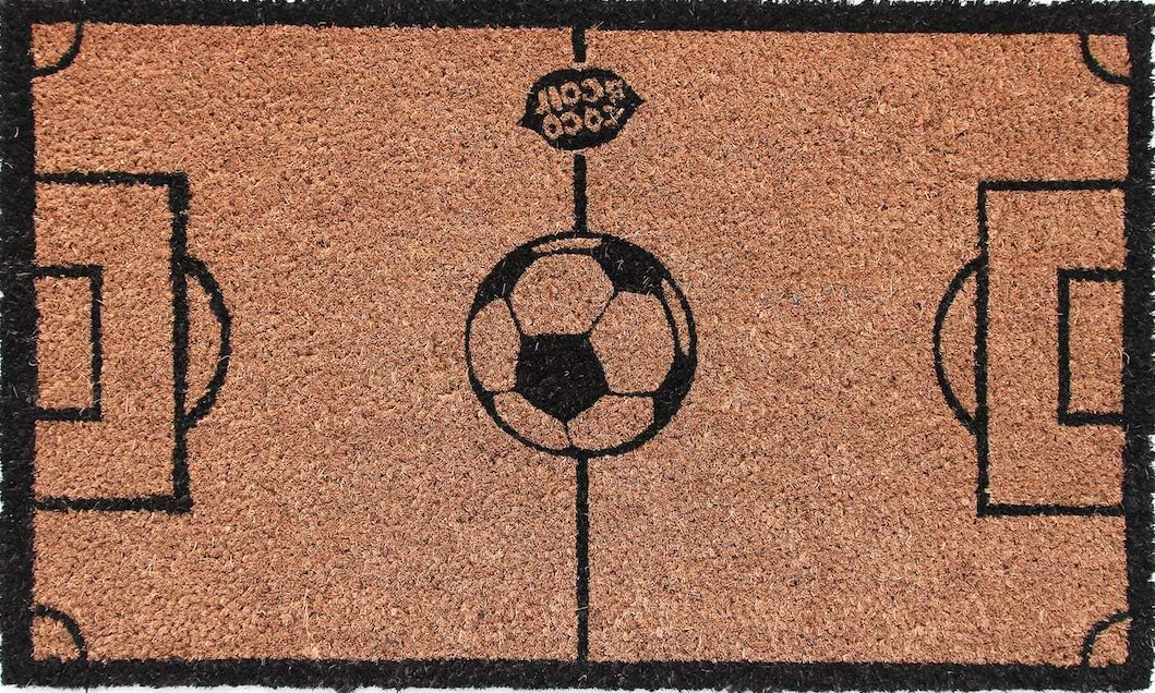 Coco&Coir Natural Coir | Non-Slip | Thick Coir | Premium Quality | Rubber Backed | Eco-Friendly | Indoor | Outdoor | Heavy Duty | Football Themed | Entrance Door Mat (The Game)