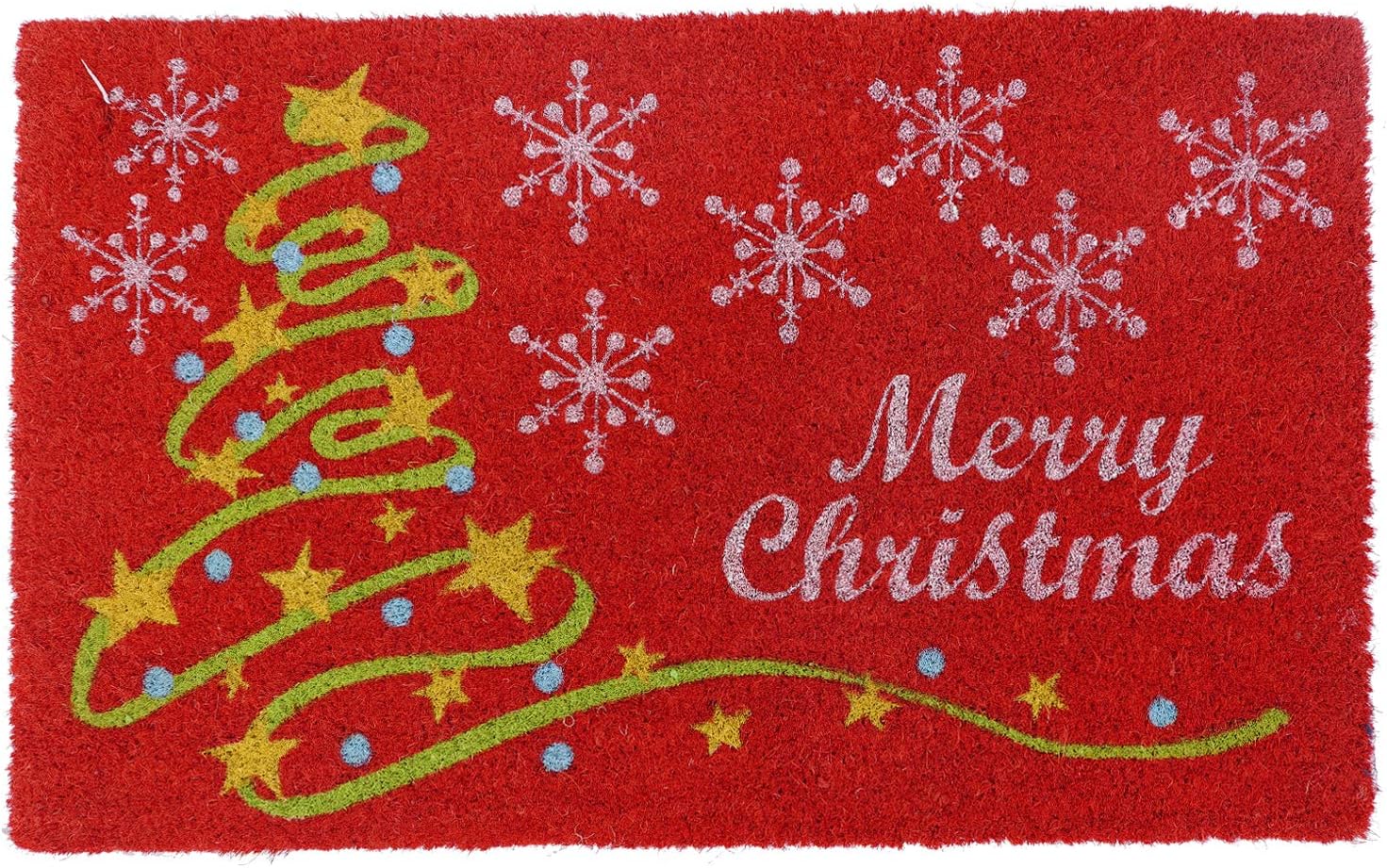 Coco&Coir Door Mat | Non-Slip | Thick Coir | Premium Quality | Rubber Backed | Eco-Friendly | Indoor | Outdoor | Heavy Duty | Christmas Theme | Xmas Entrance Door Mat (Star Xmas)