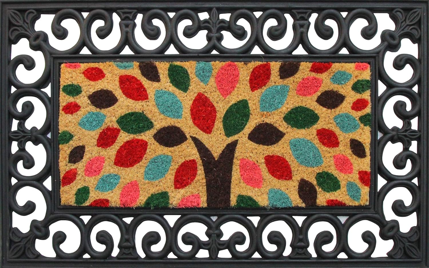 Coco&Coir TWO-in-ONE Coir doormat | Rubber base + 2 insert mats | Swappable | Premium Quality | Eco-Friendly | Outdoor | Heavy Duty | Entrance Door Mat | 45 x 75 cm (Two in one)