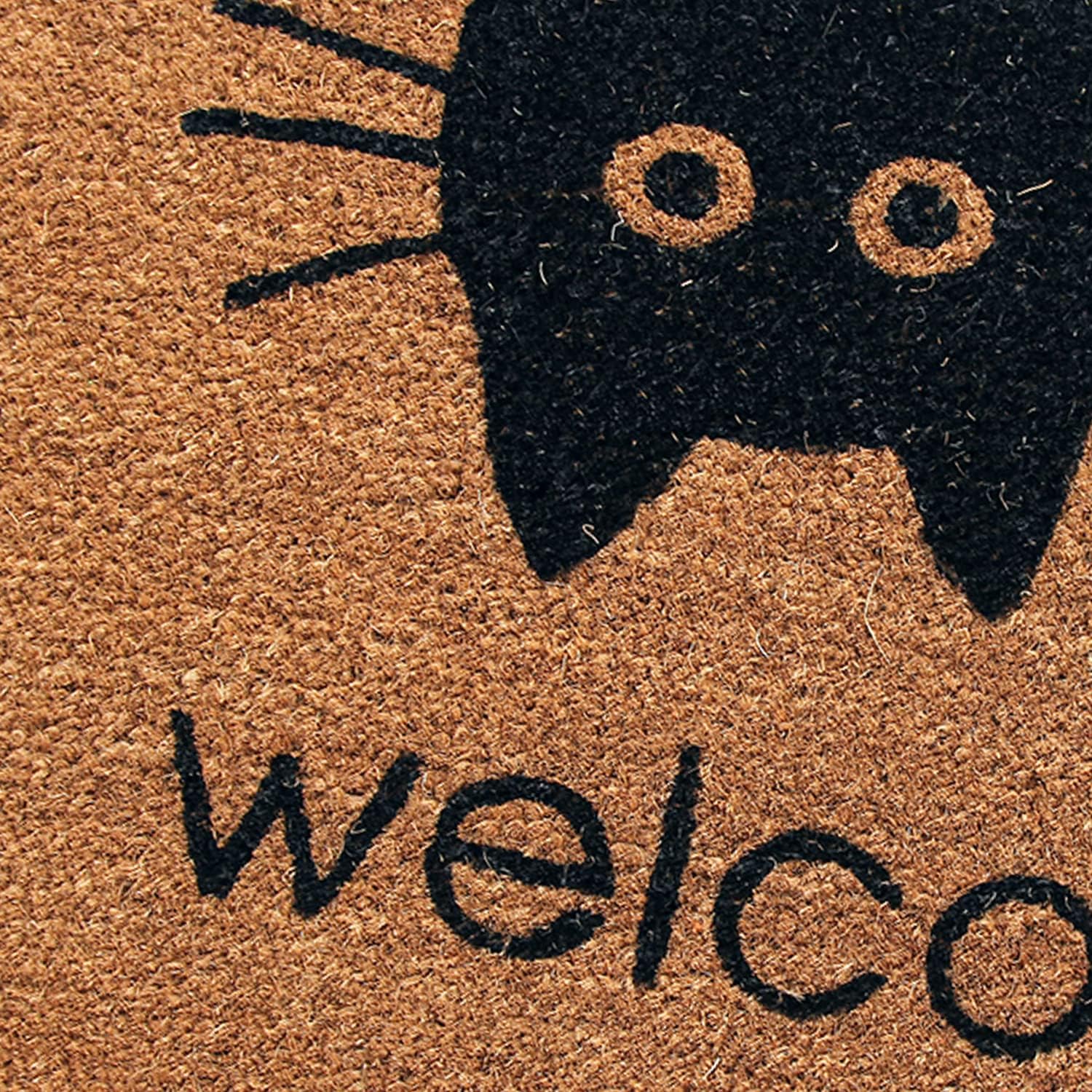 Coco & Coir Door Mats Indoor/Outdoor | Non Slip Cat Design Entrance Welcome Mat (Meow Welcome)