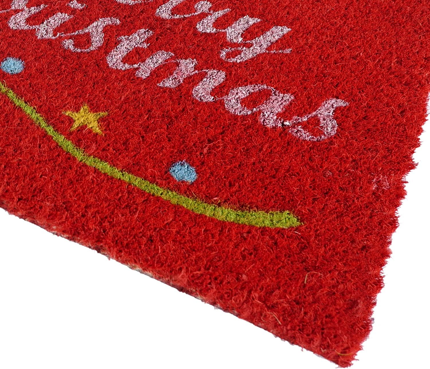 Coco&Coir Door Mat | Non-Slip | Thick Coir | Premium Quality | Rubber Backed | Eco-Friendly | Indoor | Outdoor | Heavy Duty | Christmas Theme | Xmas Entrance Door Mat (Star Xmas)