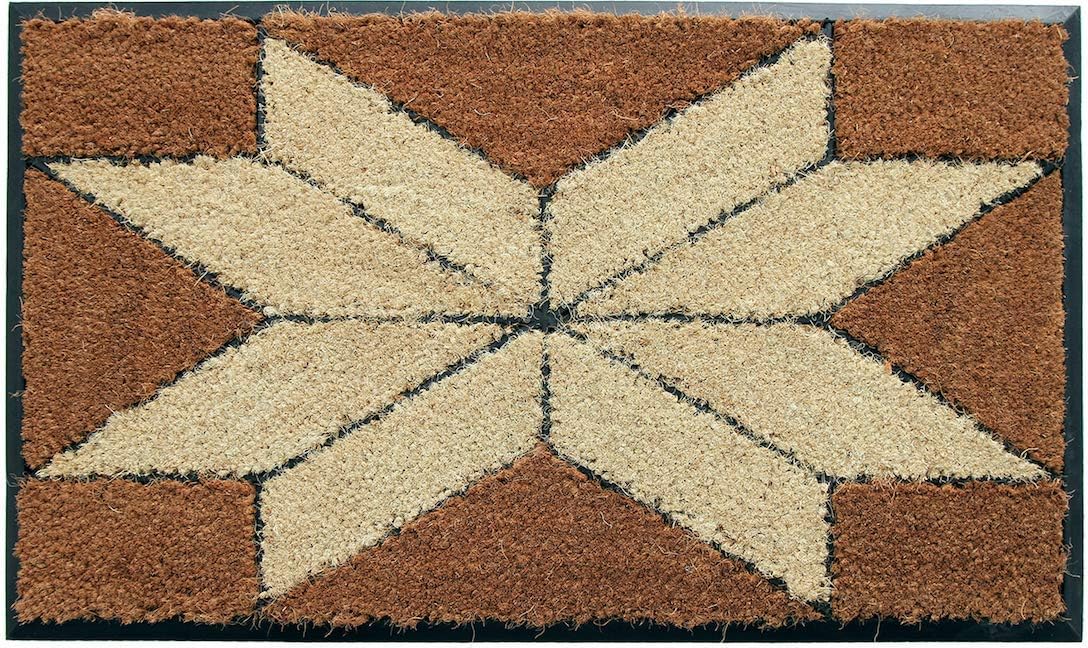 Coco&Coir Door Mat | Natural Coir | Non-Slip | Thick Coir | Premium Quality | Rubber Backed | Eco-Friendly | Indoor | Outdoor | Heavy Duty | Entrance Door Mat | 45 x 75 cm (Indian Star)