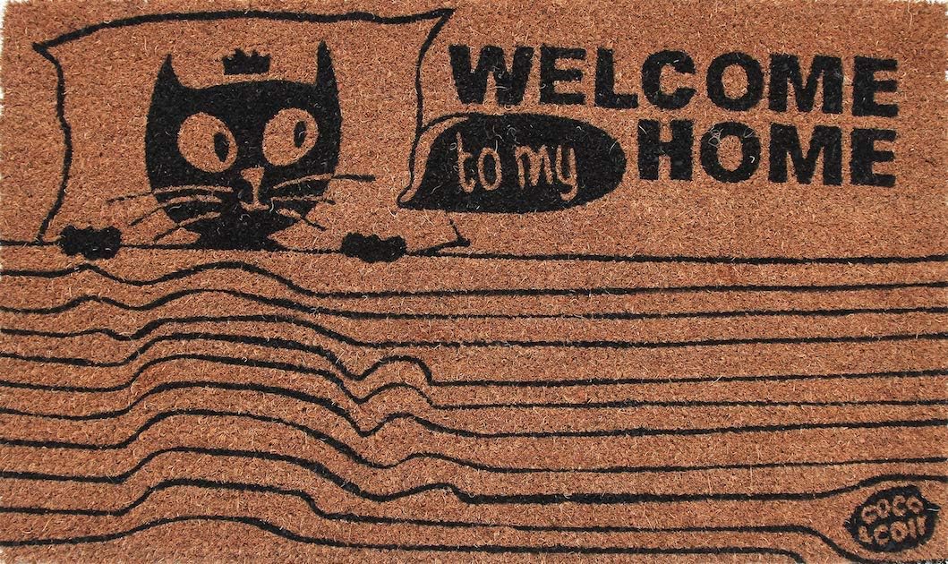 Coco & Coir Door Mat | Indoor Funny | Cat Design Entrance Welcome Mat (Cat Love)