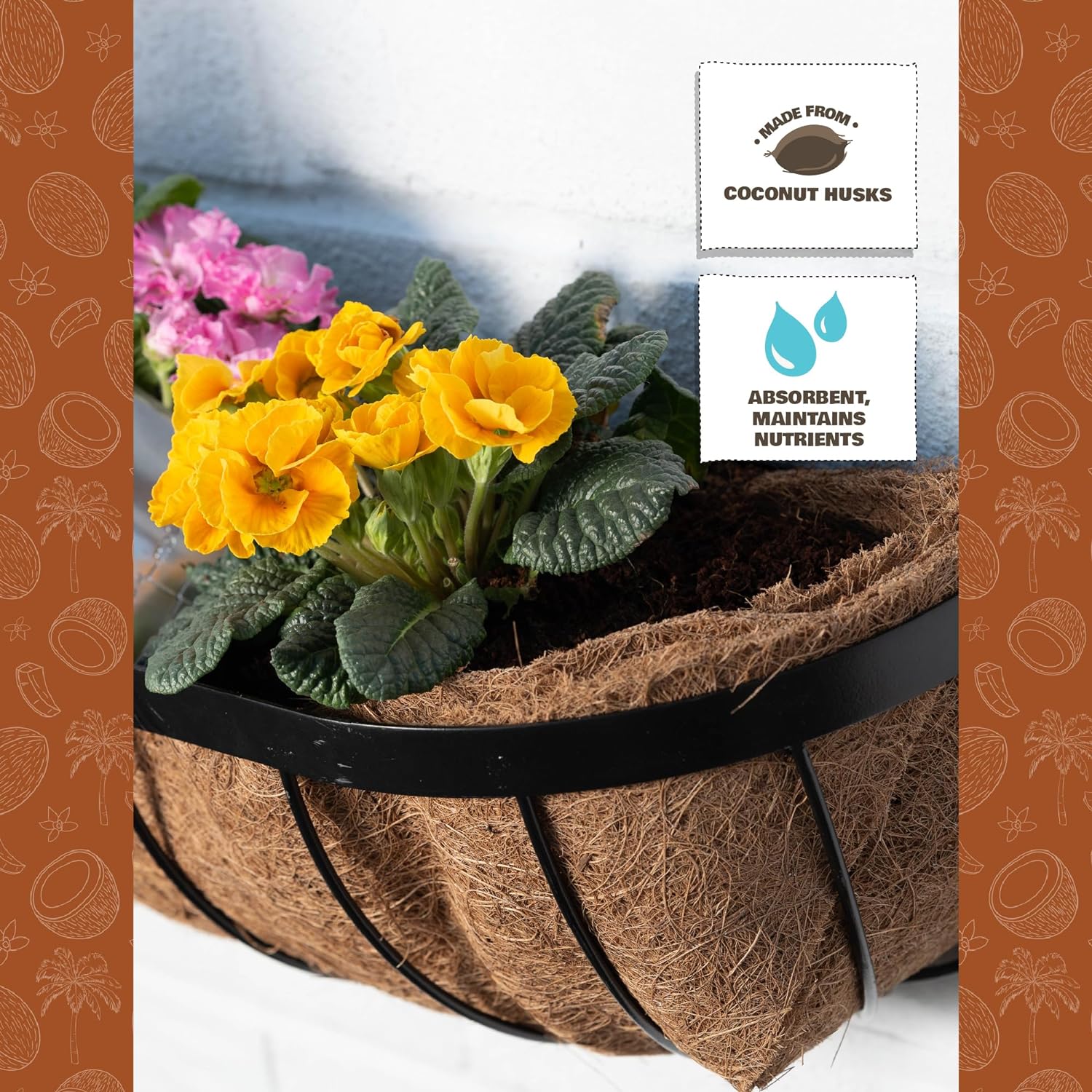 COCO & COIR Trough Liner | Long Coir Liners for Long Planters and Wall Baskets Outdoor