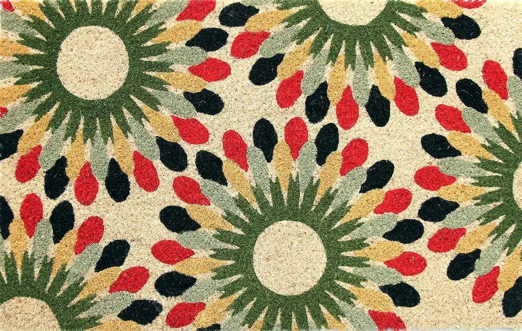 Coco&Coir Door Mats | Non-Slip | Thick Coir | Premium Quality | Rubber Backed | Eco-Friendly | Indoor | Outdoor | Heavy Duty | Flower Series | Door Mat (Indian Bloom)
