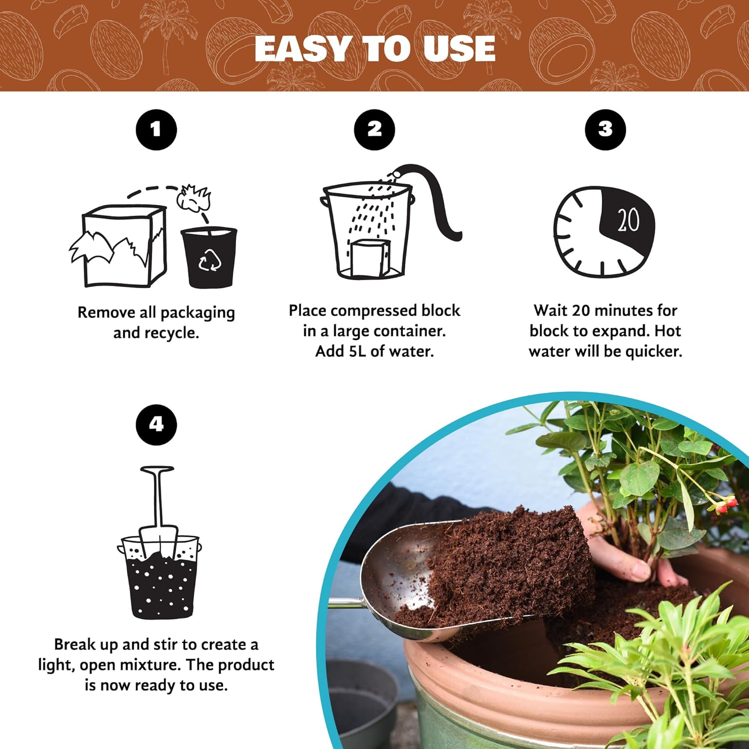 Coco & Coir Seed Compost Perlite Potting Mix | Peat-Free Organic Coco Soil Indoor Plants/Houseplants - Coco Grow+ 1kg/15L