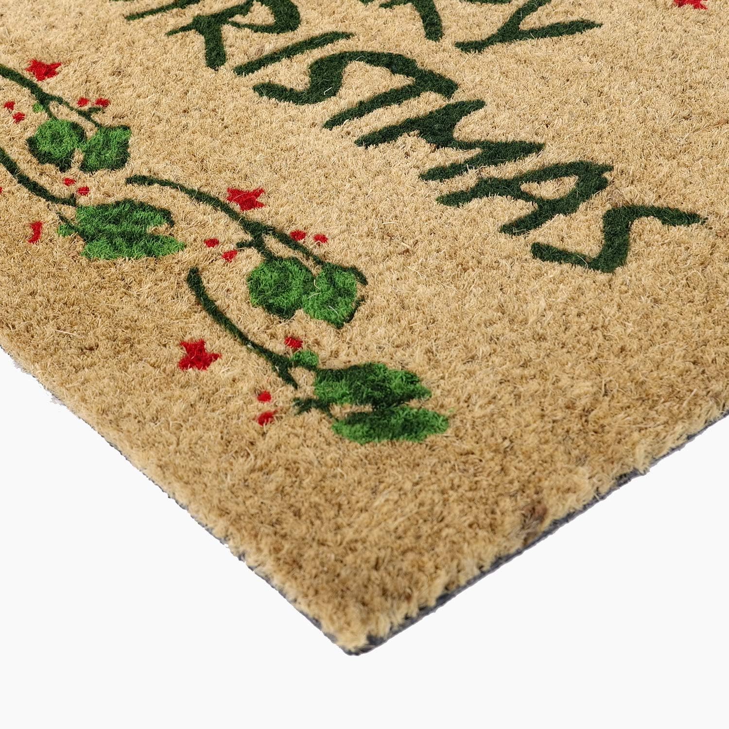 Coco&Coir Door Mat| Non-Slip | Thick Coir | Premium Quality | Rubber Backed | Eco-Friendly | Indoor | Outdoor | Heavy Duty | Christmas Theme | Xmas Entrance Door Mat (Socks Xmas)