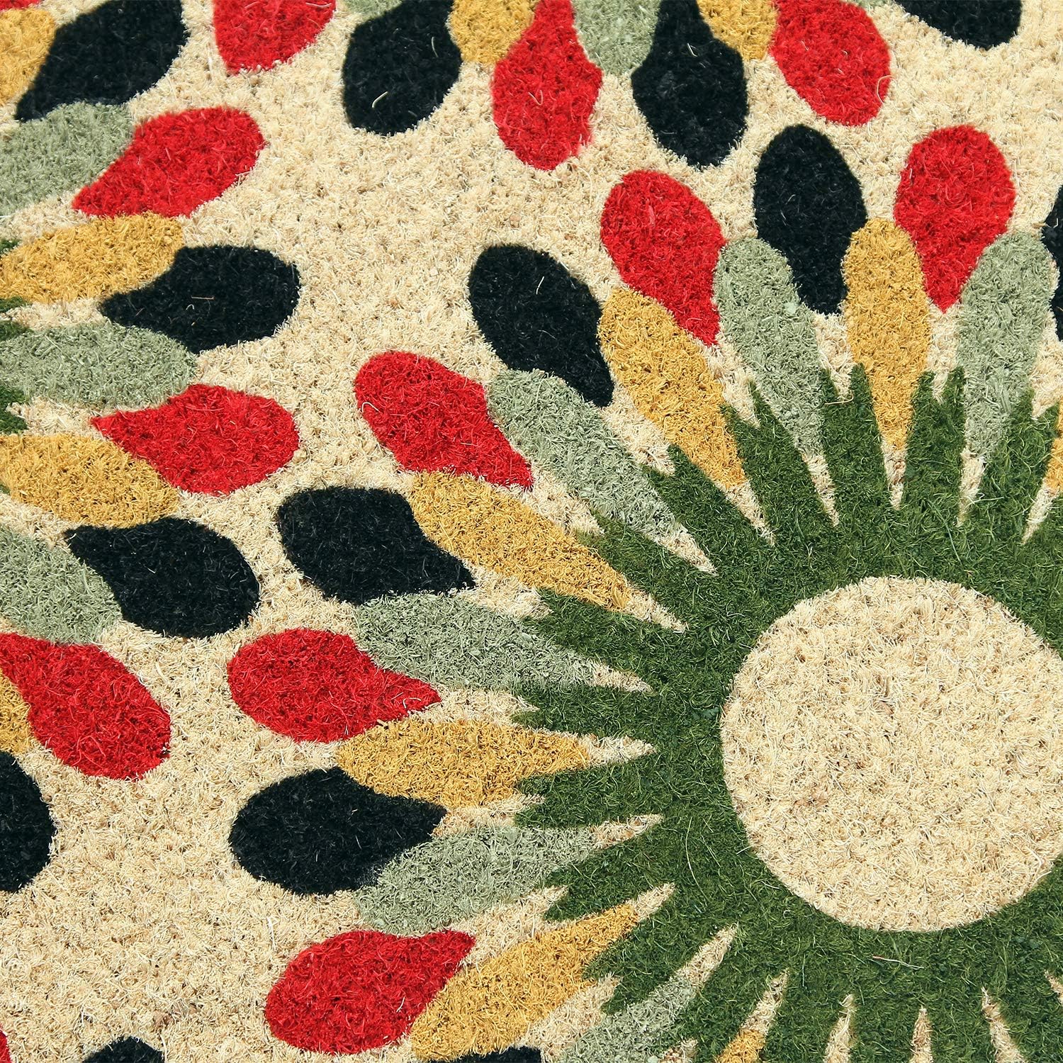 Coco&Coir Door Mats | Non-Slip | Thick Coir | Premium Quality | Rubber Backed | Eco-Friendly | Indoor | Outdoor | Heavy Duty | Flower Series | Door Mat (Indian Bloom)