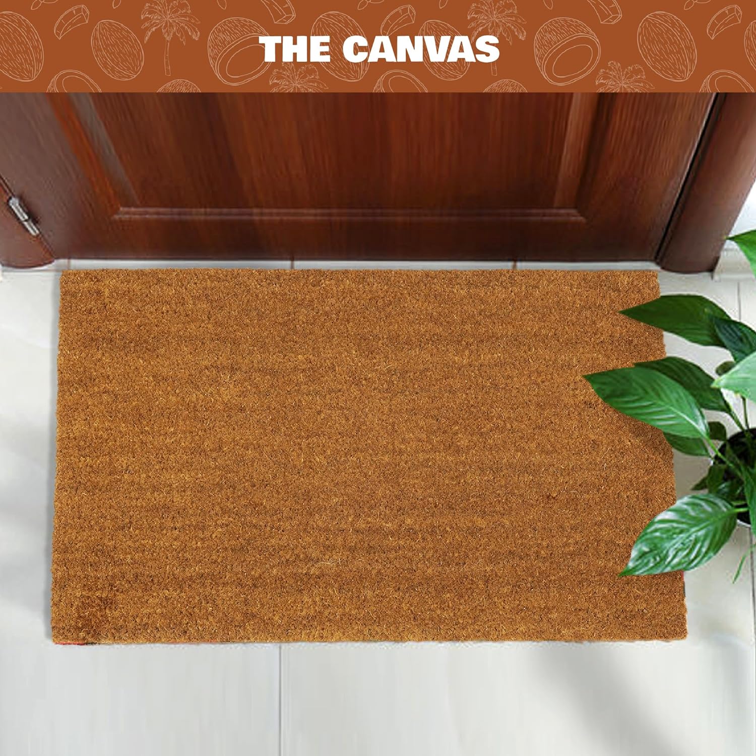 Coco & Coir Door Mats Indoor/Outdoor | Non Slip Natural Coir Entrance Welcome Mat (The Canvas)