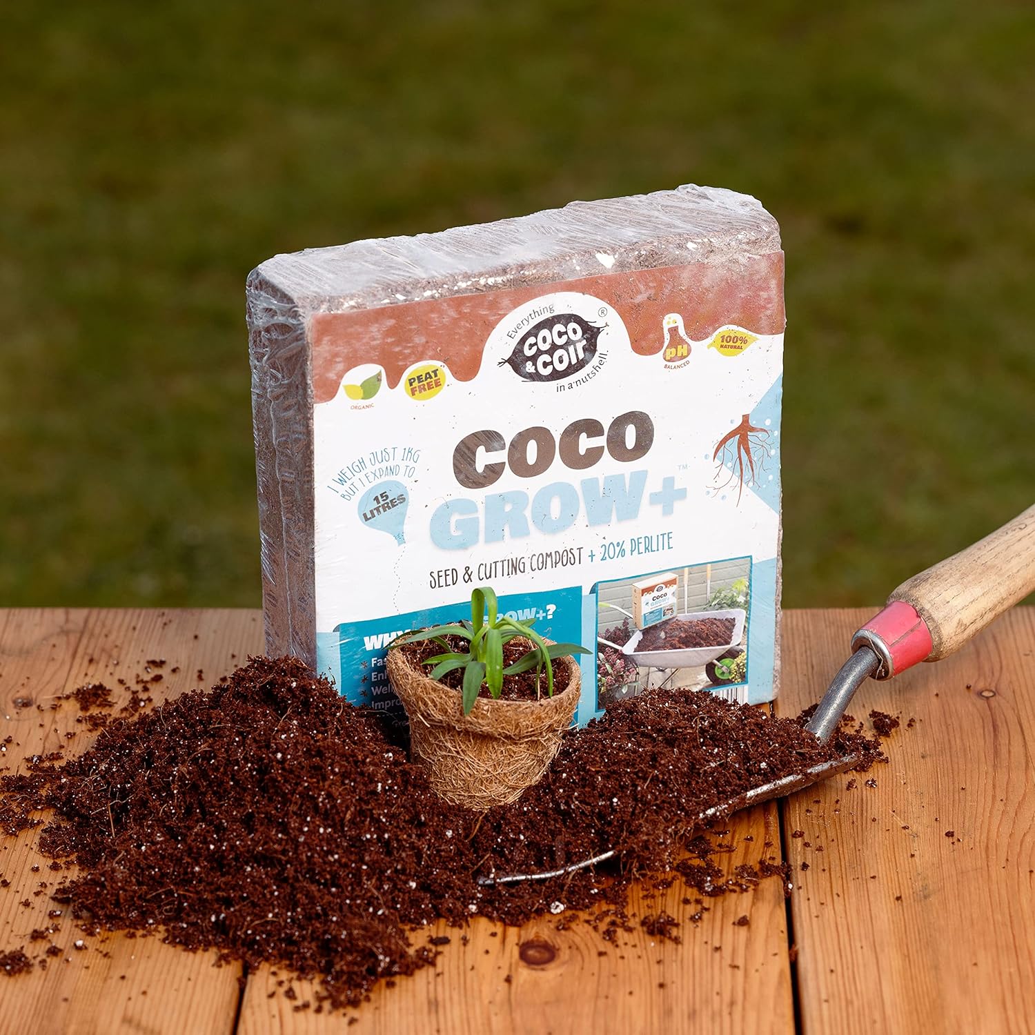 Coco & Coir Seed Compost Perlite Potting Mix | Peat-Free Organic Coco Soil Indoor Plants/Houseplants - Coco Grow+ 1kg/15L