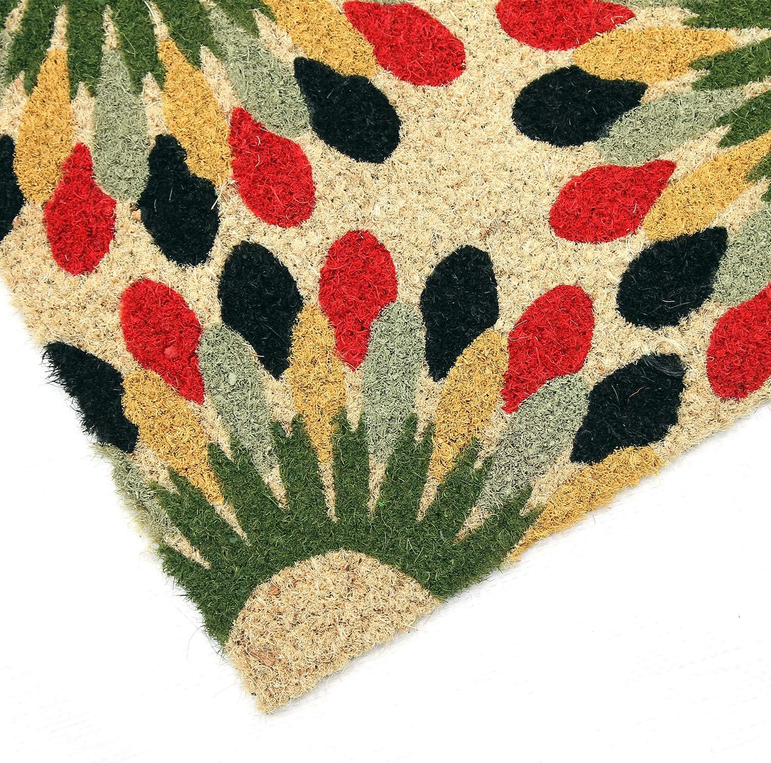 Coco&Coir Door Mats | Non-Slip | Thick Coir | Premium Quality | Rubber Backed | Eco-Friendly | Indoor | Outdoor | Heavy Duty | Flower Series | Door Mat (Indian Bloom)