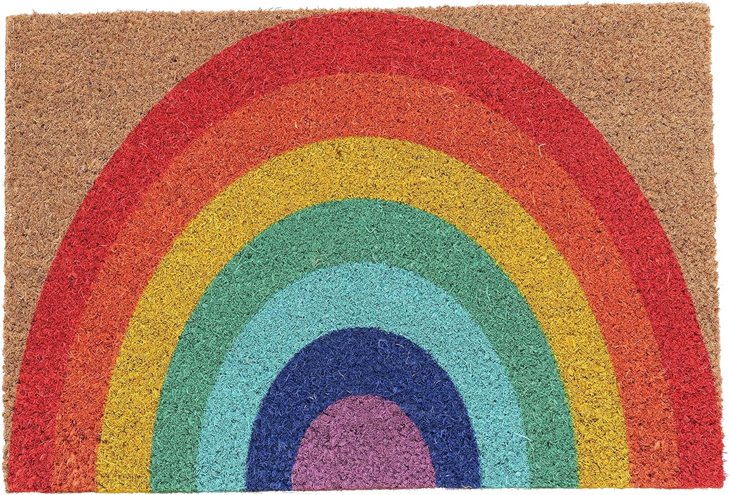 Coco & Coir Door Mat Rainbow Indoor/Outdoor | Non Slip Colourful Design Entrance Welcome Mat (The Rainbow)
