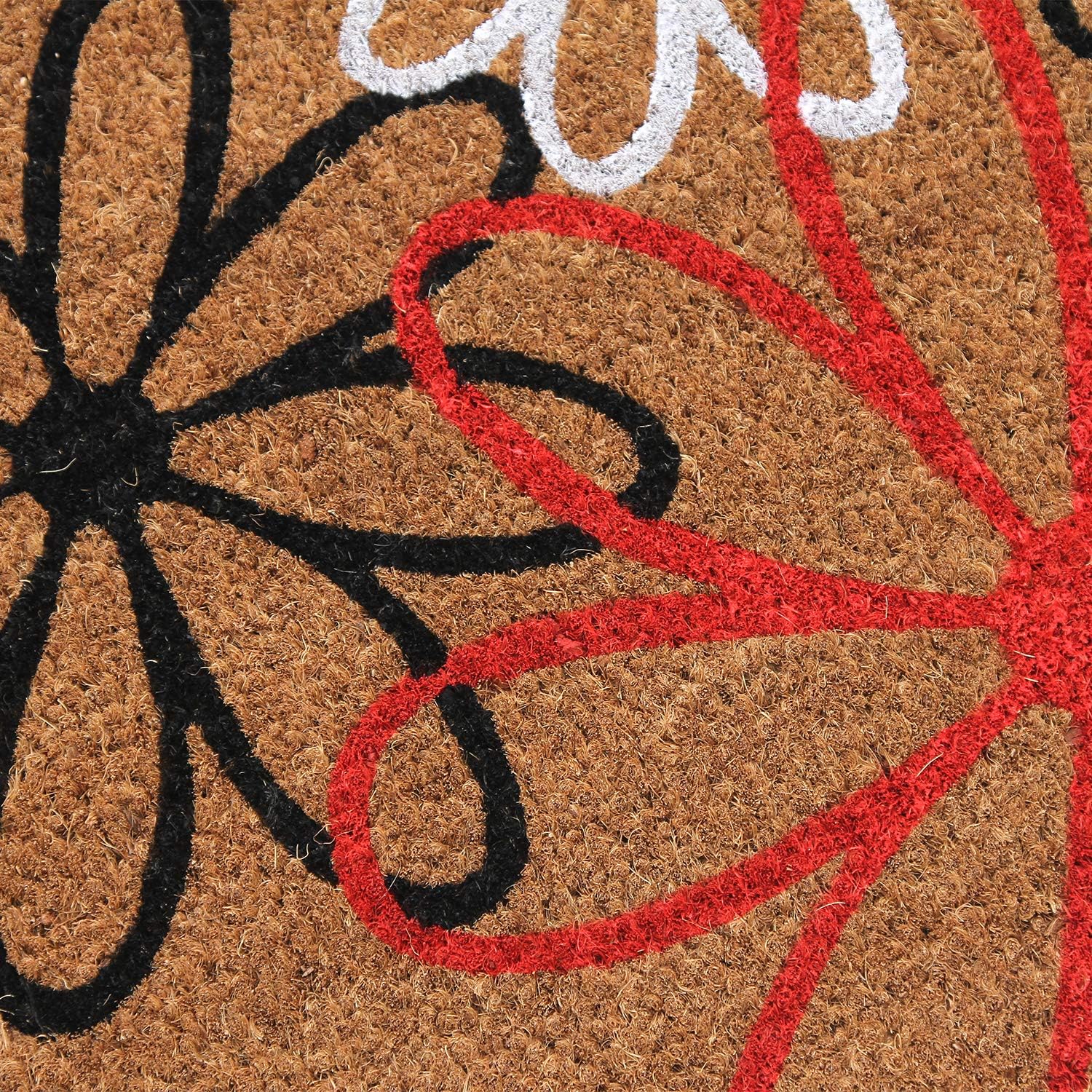 Coco&Coir Door Mats | Natural Coir | Non-Slip | Thick Coir | Premium Quality | Rubber Backed | Eco-Friendly | Indoor | Outdoor | Heavy Duty | Entrance Door Mat (Bloom three)