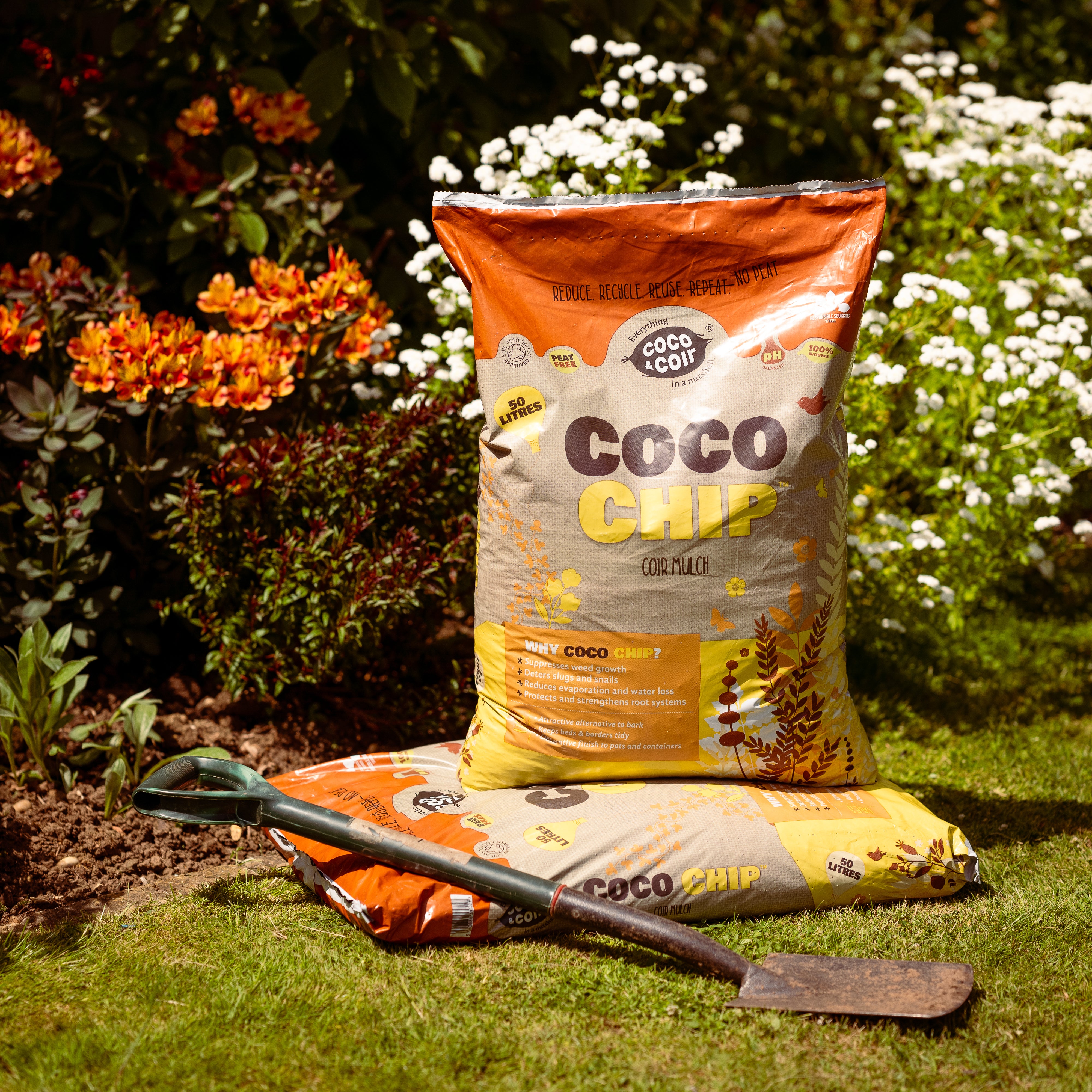 Coco & Coir Coco Chip Mulch (50L Bagged) | 100% Natural Eco-friendly Coir Mulch Bark Replacement