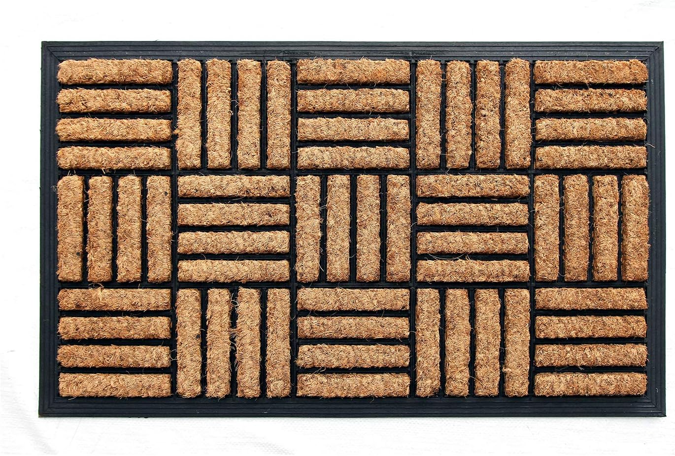 Coco & Coir Door Mat Indoor/Outdoor | 100% Natural Coir Weather Resistant Eco-friendly Entrance Mat (Shortbread)