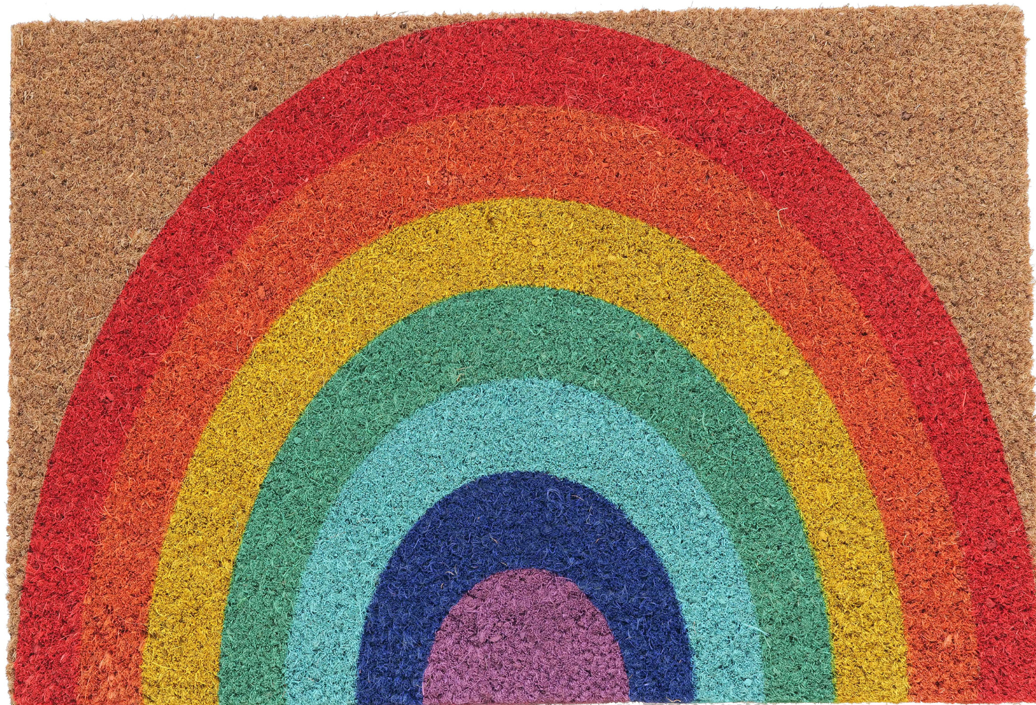 Coco & Coir Door Mat Rainbow Indoor/Outdoor | Non Slip Colourful Design Entrance Welcome Mat (The Rainbow)